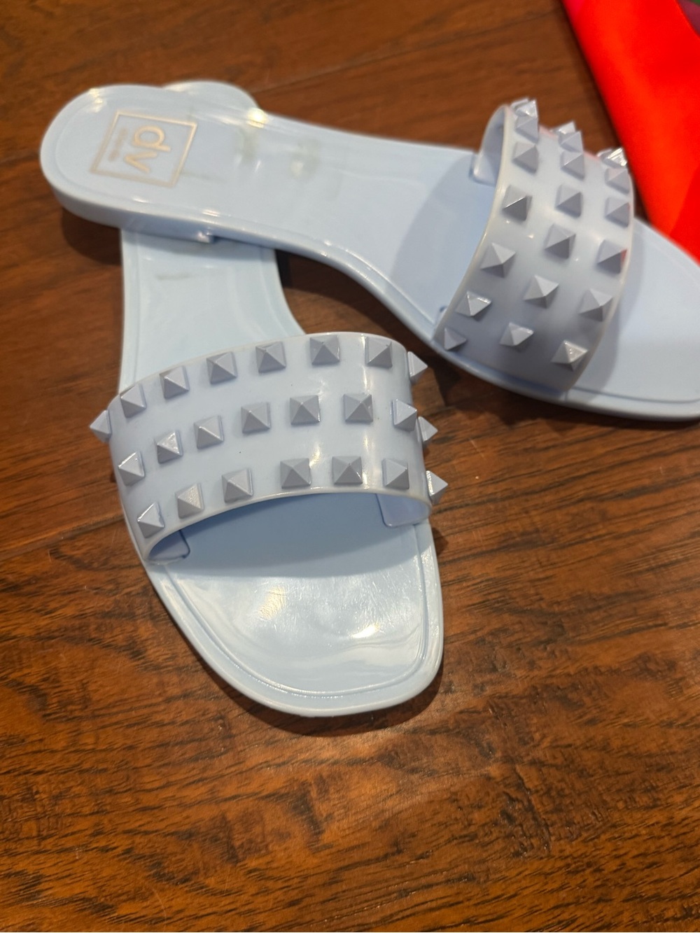 Dolce Vita Pale Blue Studded Slide Sandals
